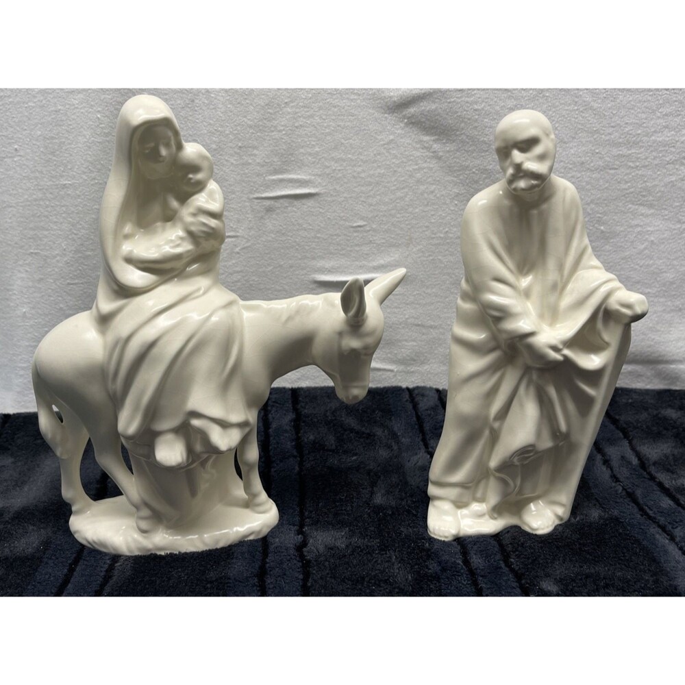 Vintage Set Holland Mold Ceramic Holy Family Figurines Mary Joseph Baby Jesus